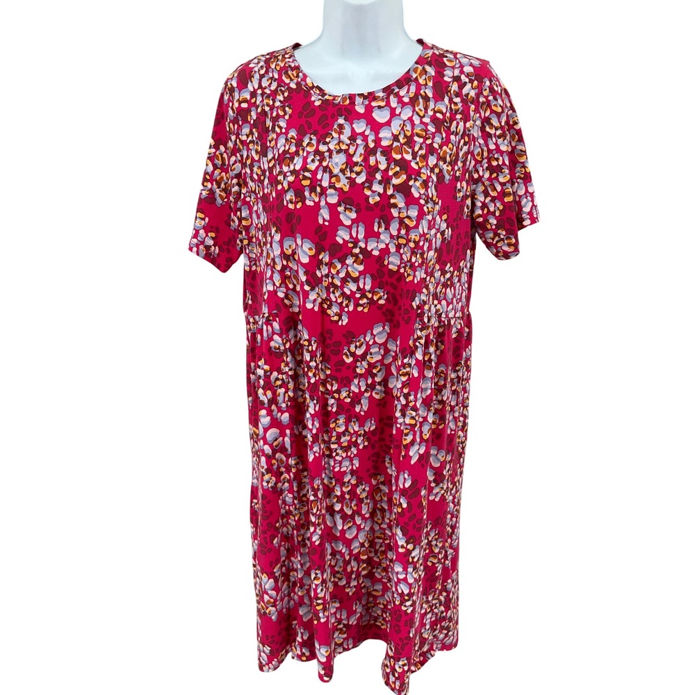 LOGO Lori Goldstein Dress Womens MP Pink Multi Cotton Modal Boho Classic Petite